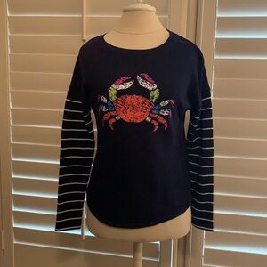 Crab studded navy knit shirt, XS